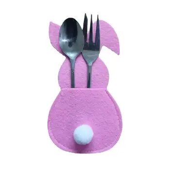 1 /2ШТ Сумка-держатель для столовых приборов из фетра с пасхальным кроликом, Счастливые Пасхальные украшения для дома, Аксессуары для посуды, сумка-чехол для столовых приборов с кроликом