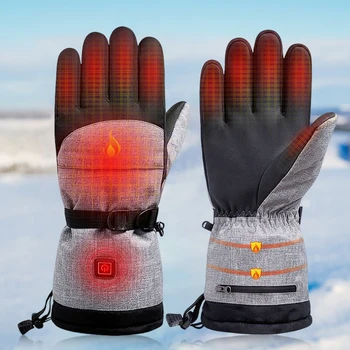 1 пара зимних обогревающих перчаток, Термоэлектрическая батарея емкостью 5000 мАч, водонепроницаемая, перезаряжаемая для скалолазания на открытом воздухе, пеших прогулок, катания на лыжах, езды на велосипеде