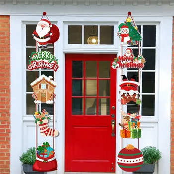 1 пара С Рождеством Христовым Дверной Подвесной Баннер 2024 Ноэль Санта Клаус Снеговик Двустишие Navidad 2023 Рождественская Вечеринка Украшение Дома