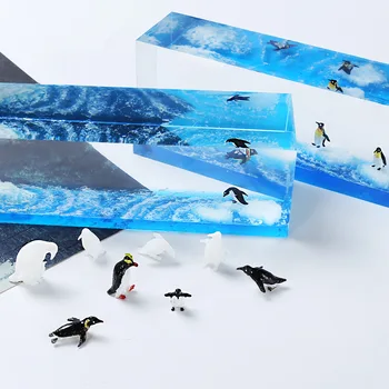 10 шт./лот DIY Кристалл смолы Микроландшафт Ледниковый водный мир 3D Стереоскопические модели Пингвинов