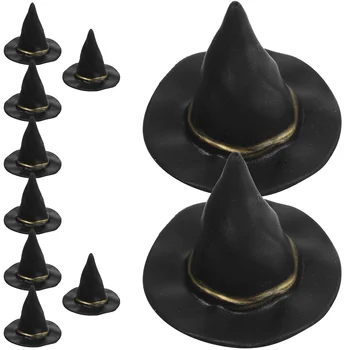 10 шт. Мини-шляпа, миниатюрное украшение для маленькой ведьмы, шляпы для ведьм, куклы для дома, Котлы, поделки