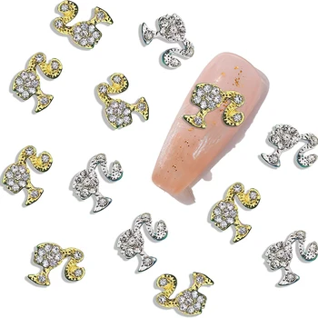 10шт Подвески для ногтей в виде головы девушки Ювелирные Изделия 3D Металлические Детали для ногтей Драгоценные Камни Камень Кристалл Горный Хрусталь Аксессуары для украшения ногтей