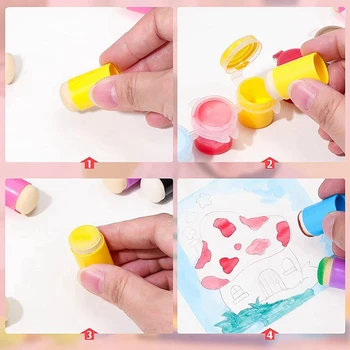 180 Штук Пальчиковая Губка Daubers Finger Painting Sponge Craft Набор Для Рисования Губкой Dauber Для Рисования Художественными Чернилами