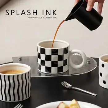 2023new керамическая кофейная чашка черно-белый смешанный цветной узор простая однотонная чашка ветер завтрак чайная чашка чашка для воды офисная чашка