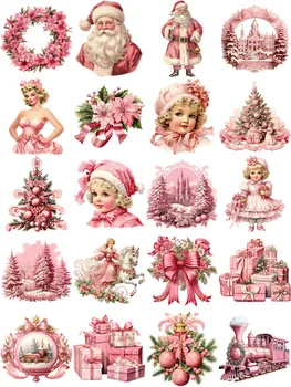 20шт Наклейка Pink Christmas II, журнал для мусора, Альбом для скрапбукинга, поделки из бумаги, дневник, декоративные наклейки, Школьные принадлежности
