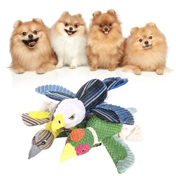 3-кратная игрушка для перетягивания каната, пищалка в форме орла для средних и маленьких собак, плюшевая игрушка для жевания, Маленький дикий попугай
