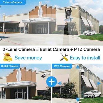4K 8MP PTZ WIFI Камера С Двойным Объективом и Двойным Экраном IP-Камера AI Human Detect 4MP HD Автоматическое Отслеживание Камеры Безопасности iCSee Surveillance