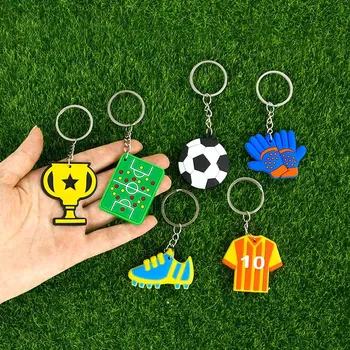 6шт Подарков для футбольных вечеринок Модный Брелок для ключей Футбольные Силиконовые кольца Для детей и мальчиков Спортивные Игрушки для вечеринок на Футбольную тематику Сувениры и Принадлежности