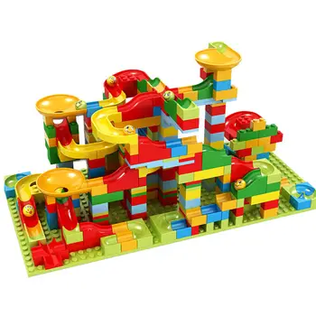90-336 шт. Строительные блоки, мини-кирпичная горка, модель гоночного трека, шарики для сборки, игрушки-головоломки, интерактивные подарки для малышей