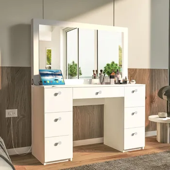 Ember Interiors Pam, современный туалетный столик, окрашенный в белый цвет, USB-порт, для спальни