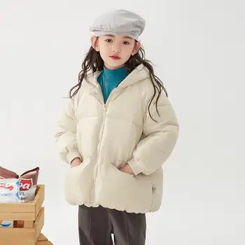 MODX 2023 Зимнее новое детское хлопчатобумажное пальто Модная Корейская версия Теплая куртка с капюшоном для мальчиков и девочек A3011