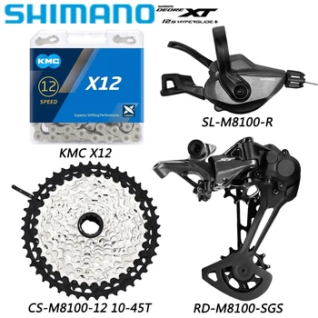 SHIMANO DEORE XT M8100 12-ступенчатый Групповой набор заднего переключателя KMC X12 с цепью CS-8100-12 10- Оригинальные запчасти для кассетного велосипеда 45T/51T