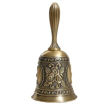 Антикварный ручной колокольчик, многоцелевой колокольчик для свадебных колоколов, Храмовый колокольчик, школьный колокольчик для малышей, бронза