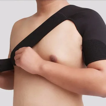 Бандаж для поддержки плеча, ремень для защиты спины, накладки на одно плечо, Дышащий Спортивный уход, защита, черный