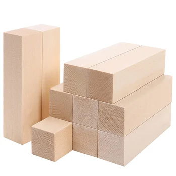 Большие деревянные блоки для резьбы (10 упаковок) 4 x 1 x 1 дюйм, незаконченный проект из липы, набор для рукоделия, набор для хобби 