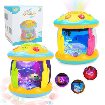 Вращающаяся световая проекция Ocean Hand Beat Drum Игрушки для ребенка 0-12 месяцев Успокаивают развивающего малыша Музыкальная игрушка Монтессори в подарок