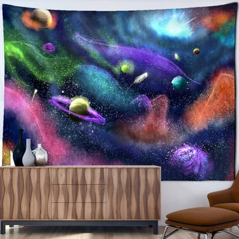 Вселенная Галактика, гобелен, ночной вид, Психоделический лес, Настенный декор в богемном стиле для домашней комнаты в общежитии