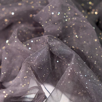 Высококачественная черная мягкая сетка, спрей, золотая пудра, сетчатая ткань, черная пряжа, дизайн одежды, свадебное платье ручной работы, летняя ткань