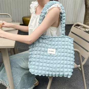 Горячая новинка, модная сумка через плечо с облаком и пузырьками ярких цветов, Простая холщовая сумка большой емкости, Дизайнерская сумка-тоут для женщин