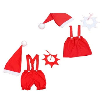 Детская акриловая одежда, 3 предмета, одежда для рождественской фотосъемки, подходящая для новорожденного, идеально подходящая для праздничного костюма для новорожденных