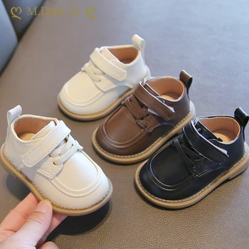 Детская обувь 2023, весенняя новинка, кожаная обувь в британском стиле для мальчиков и девочек, мягкая противоскользящая подошва, удобная детская обувь для детей в британском стиле