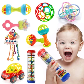 Детские игрушки от 0 до 12 месяцев, Мягкая погремушка, прорезыватель, Развивающие игрушки, издающие шум, детские Погремушки, Игрушки для младенцев