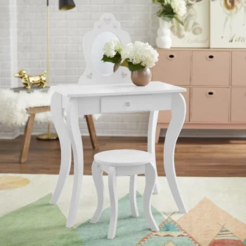 Детский туалетный столик Carita, белая мебель для спальни, туалетный столик