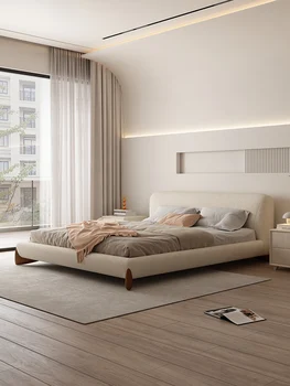 Домашняя кровать с тихим ветром, легкая, роскошный стиль, сеть знаменитостей, 1,8-метровая японская кровать из массива дерева, современный простой итальянский стиль