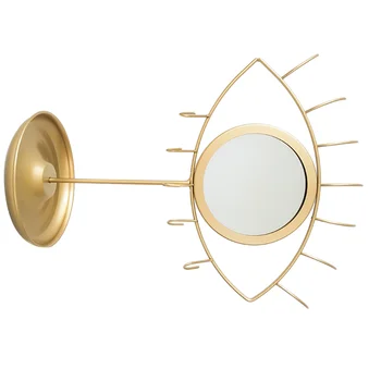 Зеркало для макияжа, настольное зеркало в форме глаза, Декоративное настольное зеркало для туалетного столика, украшение ванной комнаты в домашней спальне золотистого цвета