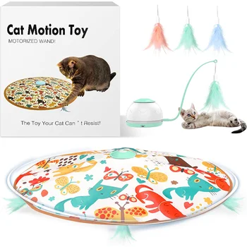Игрушки для кошек с автоматическим движением-4 режима, интерактивные игрушки с моторизованной палочкой, 3 пера, электронная игрушка для домашних животных для домашних кошек