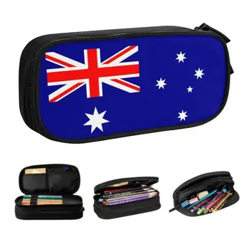 Индивидуальные чехлы для карандашей Kawaii с флагом Австралии для девочек и мальчиков Большой емкости, чехол для карандашей Australian Pride, канцелярские принадлежности для студентов