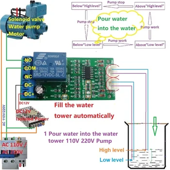 Индикатор высокого среднего низкого уровня воды 12 В постоянного тока Регулятор уровня жидкости Переключатель датчика Релейный модуль для моторного аквариума Waterhouse