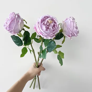Искусственные розы Austin Flowers для украшения дома, высококачественная фиолетовая роза, искусственные цветы, реалистичная свадебная роза