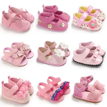 Классическая модная розовая обувь для новорожденных, обувь для девочек с нескользящей тканевой подошвой, Элегантная повседневная обувь принцессы, Обувь для первых прогулок