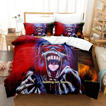 Комплект постельного белья в стиле хип-хоп Maiden Heavy Metal с рисунком аниме, комплект из трех предметов, комплекты постельного белья для спальни для взрослых и детей, роскошный комплект постельного белья с принтом