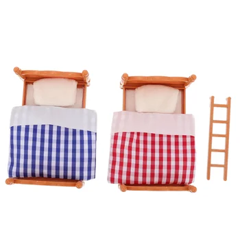 Кровать Мини Деревянные Игрушки Для младенцев Имитация ткани Мебель Для Дома Для Маленьких девочек Постельное Белье для Близнецов