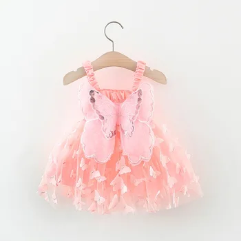 Летняя новинка 2023 года для маленьких девочек, сарафан с крыльями бабочки, платья для малышей, детские костюмы для косплея Фейри