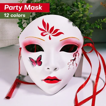 Маски ручной росписи в китайском стиле, аниме, косплей, Маска для лица, Аксессуары для костюмов Hanfu, карнавал, Маскарад, Декор для вечеринки на Хэллоуин