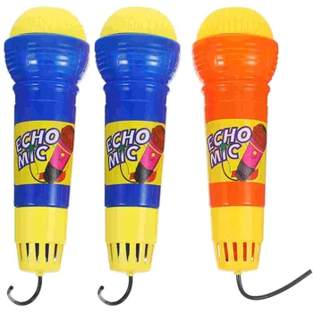 Микрофон, 3 Надувных Детских Микрофона Для Изменения голоса Детей для Детских Вечеринок, Дней рождения, Кемпинга (Batteriy)