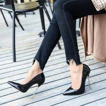 Модные женские туфли-лодочки, офисные туфли с острым носком на высоком каблуке 13 см, банкетные туфли из лакированной кожи в клетку
