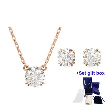 Модные ювелирные изделия высокого качества с бриллиантами, ожерелье из розового золота, Серьги-гвоздики, Модные женские украшения