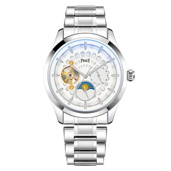 Мужские механические часы с ремешком из нержавеющей стали, водонепроницаемые, светящиеся, модные, роскошные, деловые мужские механические часы для отдыха