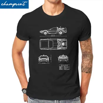 Мужские футболки DeLorean Patent Blueprint Back To The Future, Винтажная Футболка С коротким рукавом И Круглым вырезом, Хлопковые Подарочные Топы