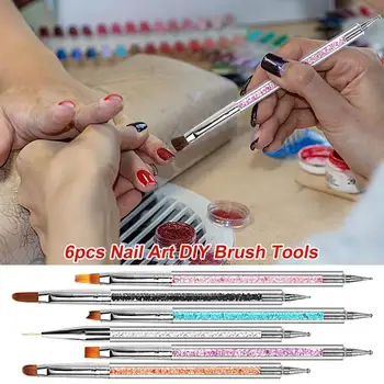 Набор кистей для дизайна ногтей, двусторонний Дизайн ногтей, УФ-гель для нанесения, Инструменты для маникюра, аксессуары для макияжа