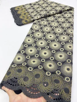 Новая хлопчатобумажная Кружевная ткань с вышивкой камнями 2023 года, Высококачественная Тканевая шнуровая кружевная ткань Для женского вечернего платья, 5 ярдов / лот 3802B