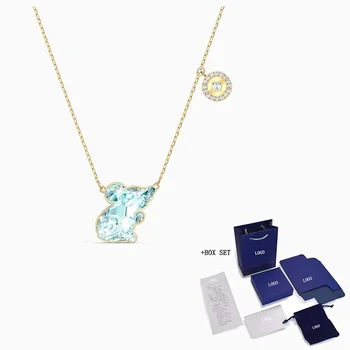 Новое ожерелье Zodiac mouse светло-голубого цвета с нежным украшением из кристаллов, романтический подарок для женщин