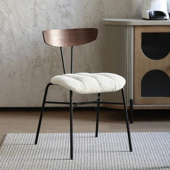 Обеденный стул в скандинавском стиле, Офисная белая тканая ткань, стулья с искусной изогнутой спинкой, Минималистичная мебель для дома Sedie WKDC