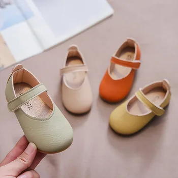 Обувь для девочек; однотонная обувь Mary Janes для маленьких девочек; базовые детские туфли на плоской подошве; модная противоскользящая детская обувь для малышей;