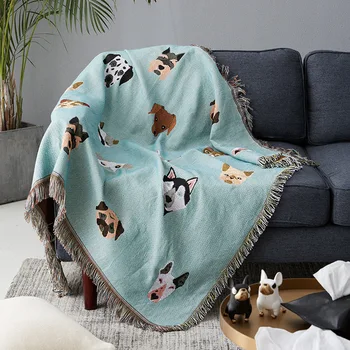 Одеяло с милой собачкой, многофункциональное вязаное универсальное одеяло, нескользящие одеяла, чехол для дивана-кровати для путешествий