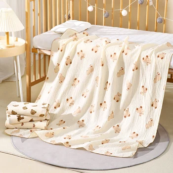 Пеленка с принтом для новорожденных, подгузник, Хлопковое Квадратное одеяло, Детские Аксессуары, одеяла для колясок, Муслиновое одеяло, чехол для сна для младенцев